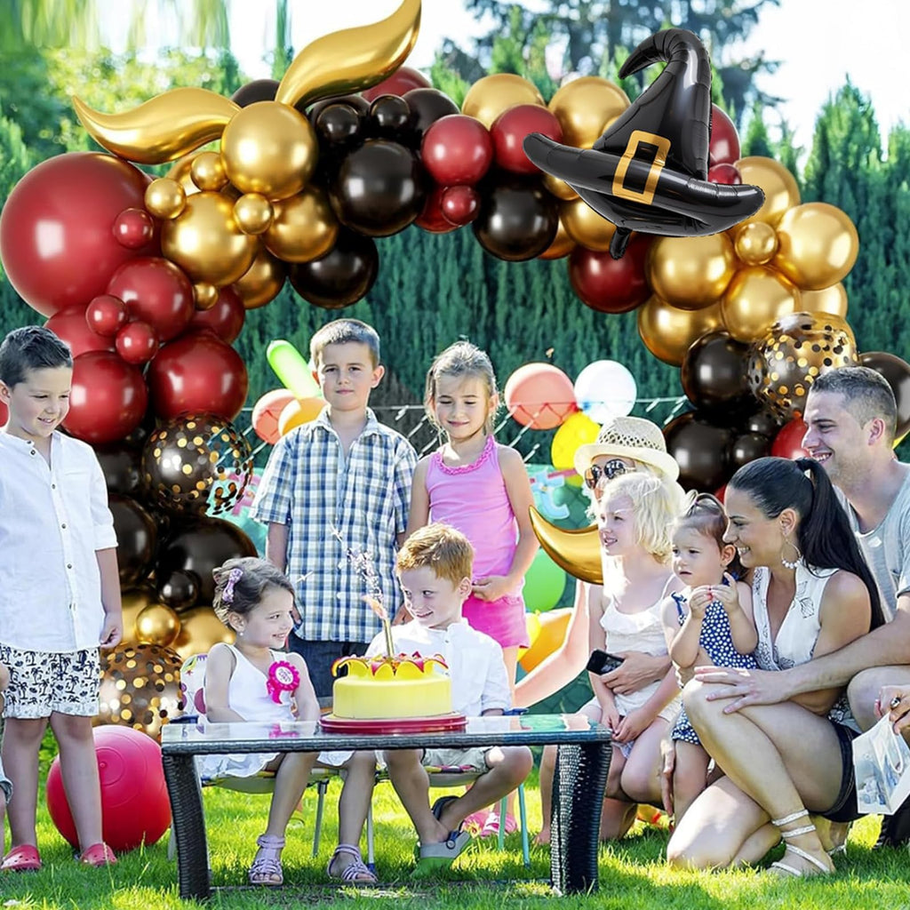 Sowide 113-Piece Balloon Garland Arch Kit – Burgundy Black Gold for Magical Wizard School Party