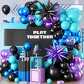 Sowide Teal Purple Black Balloon Arch Kit 107ct with Star Foil Balloons for Party Decor