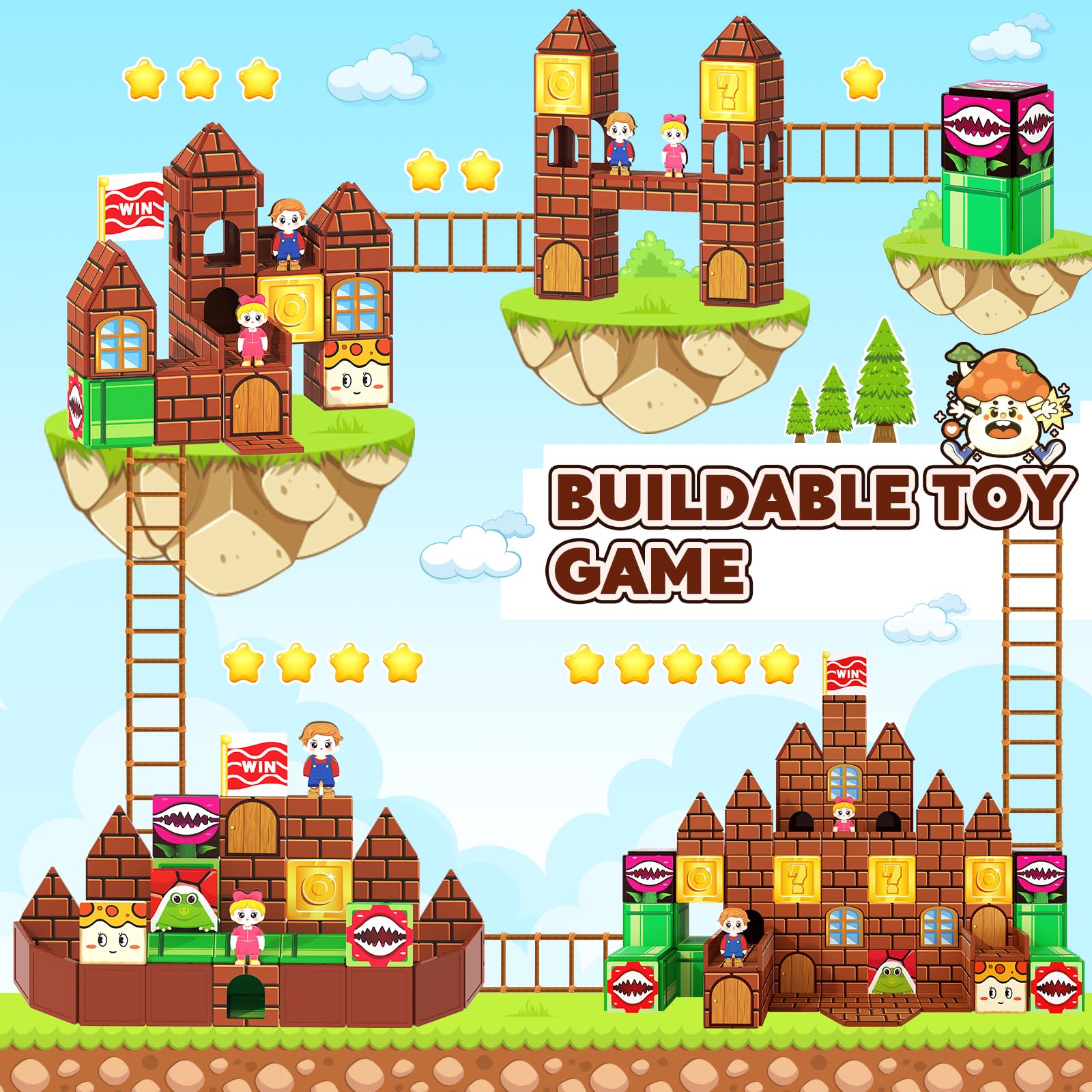 Soyee Magnetic Tiles Building Blocks Set for Kids Ages 3+ - Includes Figures and Themed Pieces for Creative Play