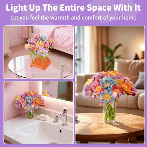 SOYUB DIY Fabric Flower Bouquet Craft Kit - Kids Arts and Crafts for Ages 4-8, Purple