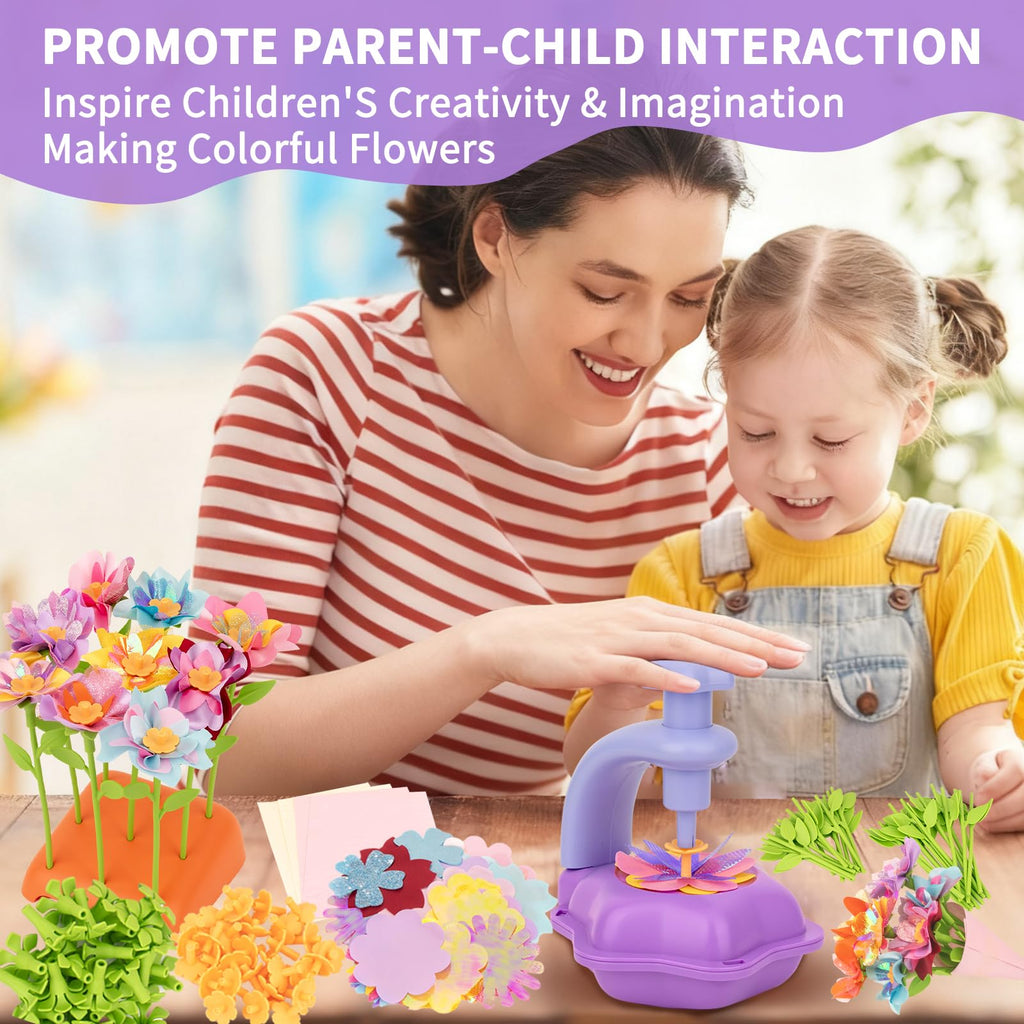 SOYUB DIY Fabric Flower Bouquet Craft Kit - Kids Arts and Crafts for Ages 4-8, Purple