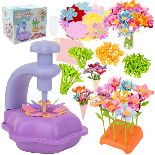SOYUB DIY Fabric Flower Bouquet Craft Kit - Kids Arts and Crafts for Ages 4-8, Purple