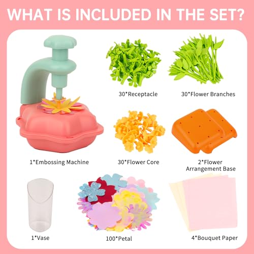 SOYUB Pink Flower Bouquet Craft Kit for Kids Ages 3-12 – Reusable DIY Arts & Crafts Set with 100+ Pieces