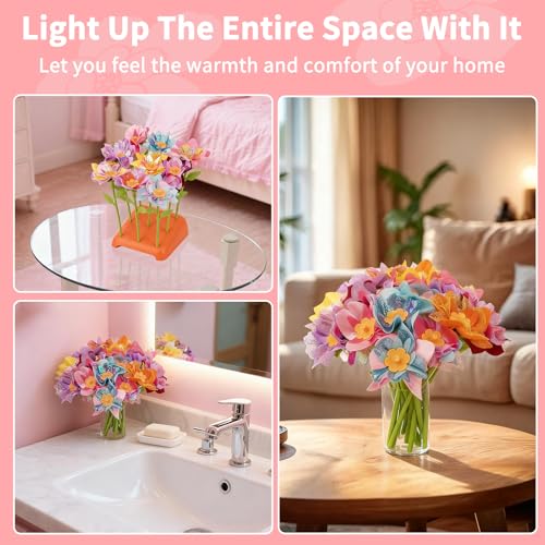 SOYUB Pink Flower Bouquet Craft Kit for Kids Ages 3-12 – Reusable DIY Arts & Crafts Set with 100+ Pieces