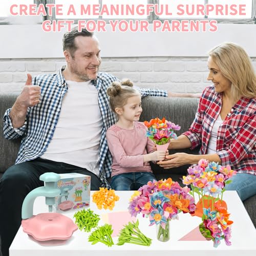 SOYUB Pink Flower Bouquet Craft Kit for Kids Ages 3-12 – Reusable DIY Arts & Crafts Set with 100+ Pieces