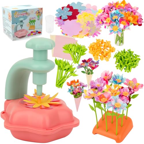 SOYUB Pink Flower Bouquet Craft Kit for Kids Ages 3-12 – Reusable DIY Arts & Crafts Set with 100+ Pieces