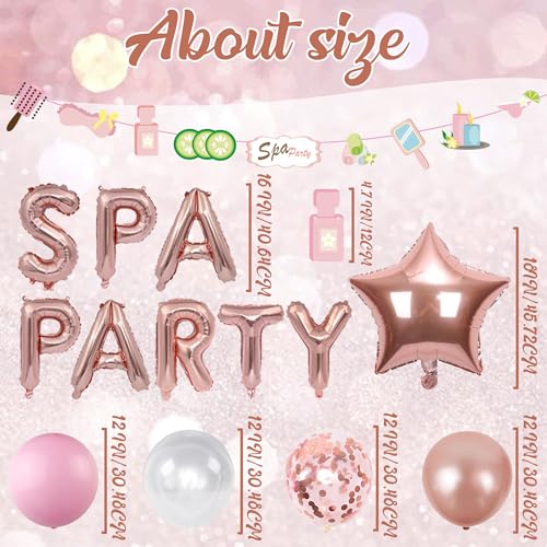 Spa Party Balloon Garland Banner Set - 39 Rose Gold & Pink Foil Confetti Balloons for Birthdays, Sleepovers, and Bridal Showers