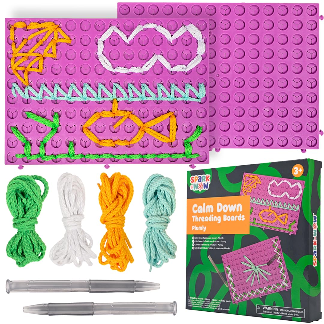 SPARK & WOW Plumly Calm Down Threading Boards Set of 2 - Sensory Activity for Autism & ADHD