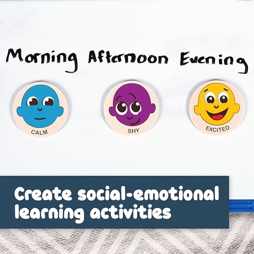 SPARK & WOW Wooden Emotion Magnets – 20 Facial Expressions for Kids Ages 2+ | Open-Ended Social Emotional Learning