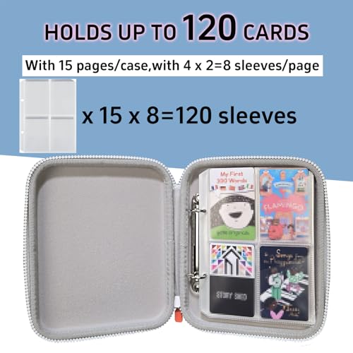 Sparkly Yoto Card Holder - 120-Pocket Portable Binder with Zipper and Strap (Blue)