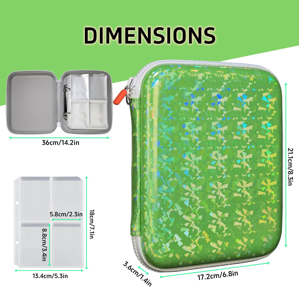 Sparkly Yoto Card Holder – 120-Pocket Portable Binder with Zipper and Carry Strap (Cyan)