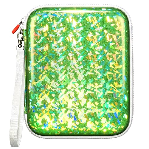 Sparkly Yoto Card Holder – 120-Pocket Portable Binder with Zipper and Carry Strap (Cyan)