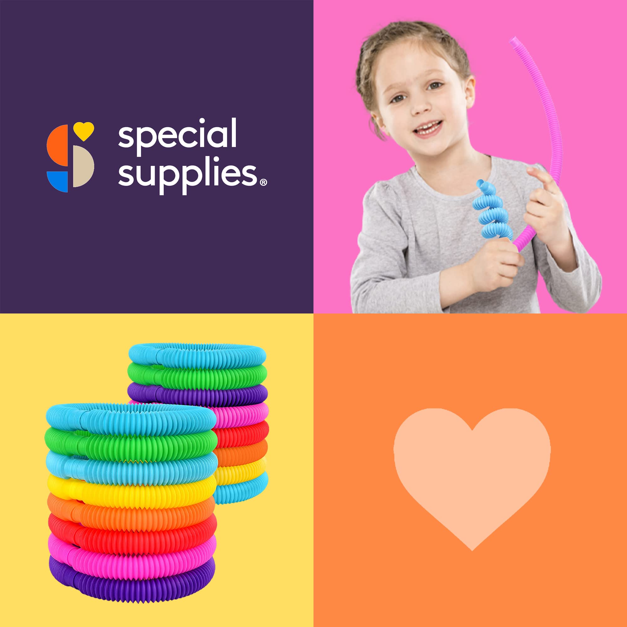 Special Supplies Pull and Stretch Tubes - 16 Pack of BPA-Free Sensory Toys for Kids