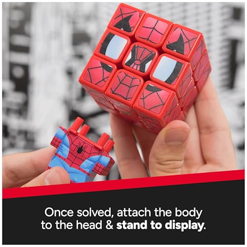 Spider-Man Cuber Rubik’s Cube – Marvel Collectible Puzzle with Display Stand, 3x3 Brain Teaser for Ages 8+