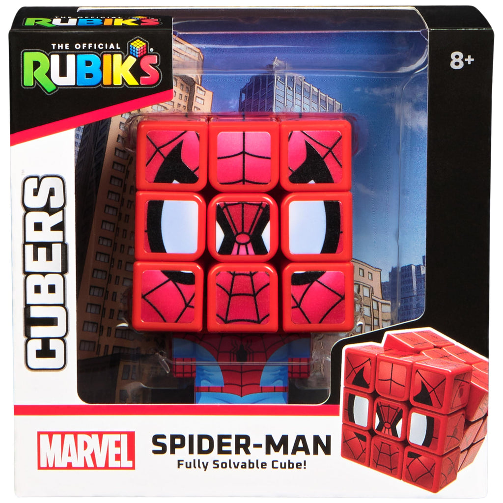 Spider-Man Cuber Rubik’s Cube – Marvel Collectible Puzzle with Display Stand, 3x3 Brain Teaser for Ages 8+