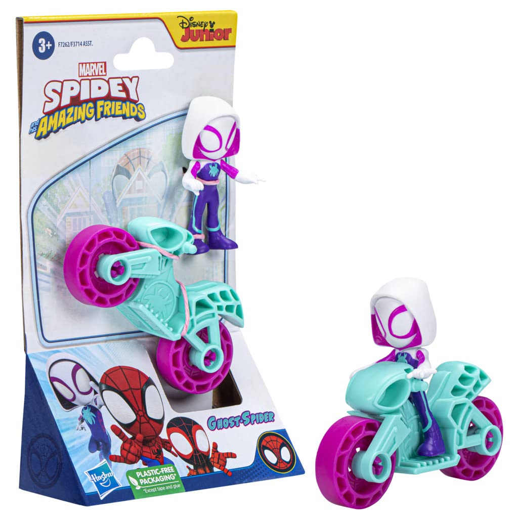 Spidey and His Amazing Friends Ghost Spider Figure with Motorcycle – Hasbro F7262