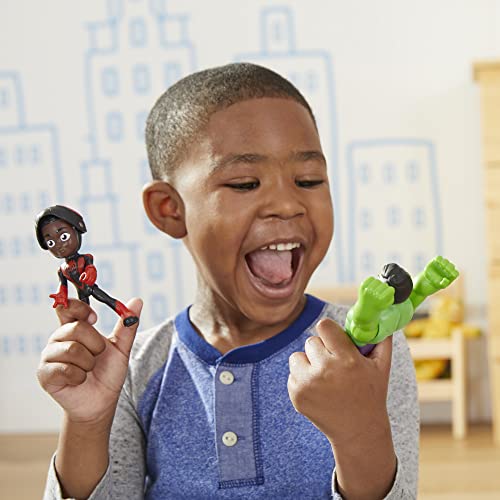 Spidey and His Amazing Friends Hero Reveal 2-Pack: Miles Morales Mask Flip & Hulk Action Figures