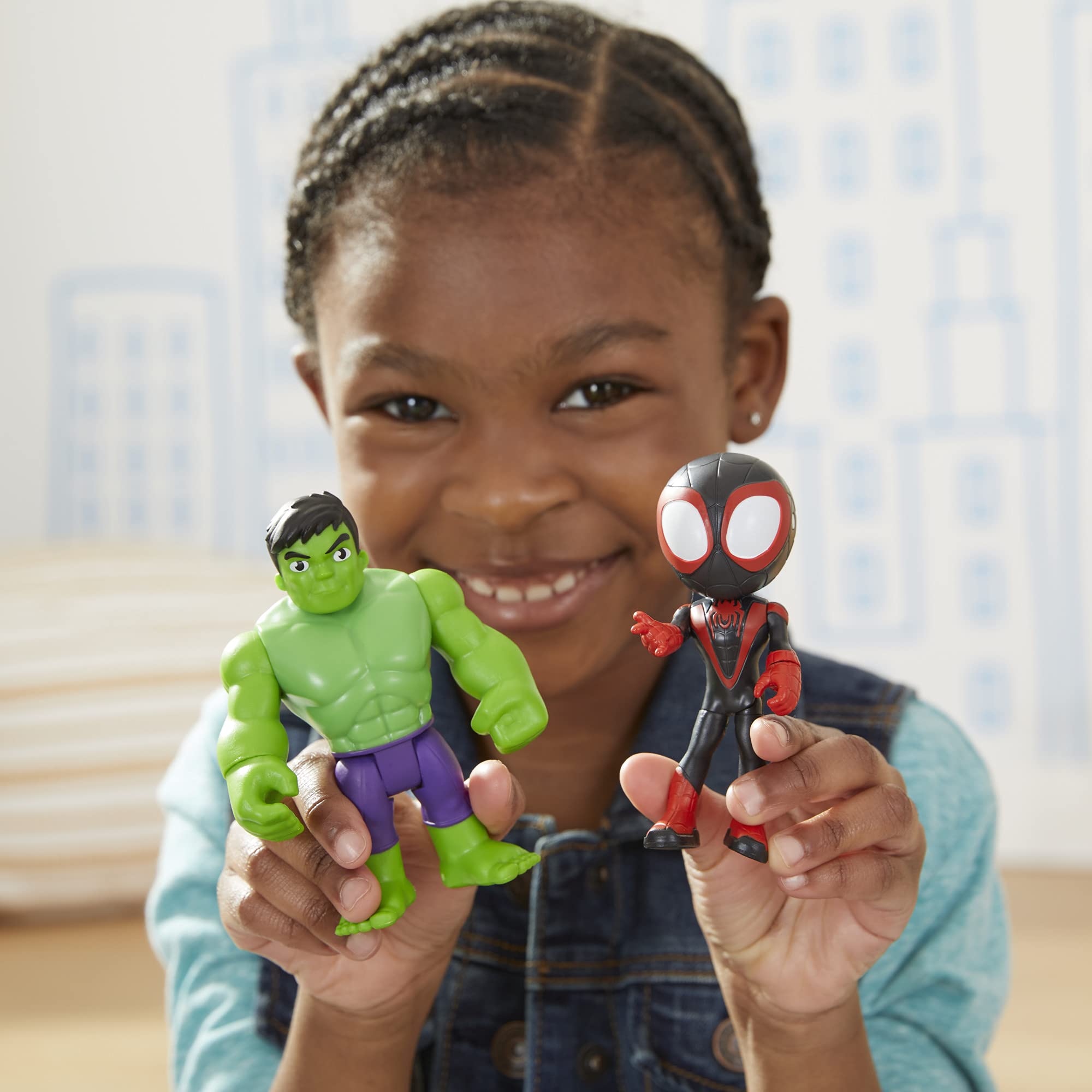 Spidey and His Amazing Friends Hero Reveal 2-Pack: Miles Morales Mask Flip & Hulk Action Figures