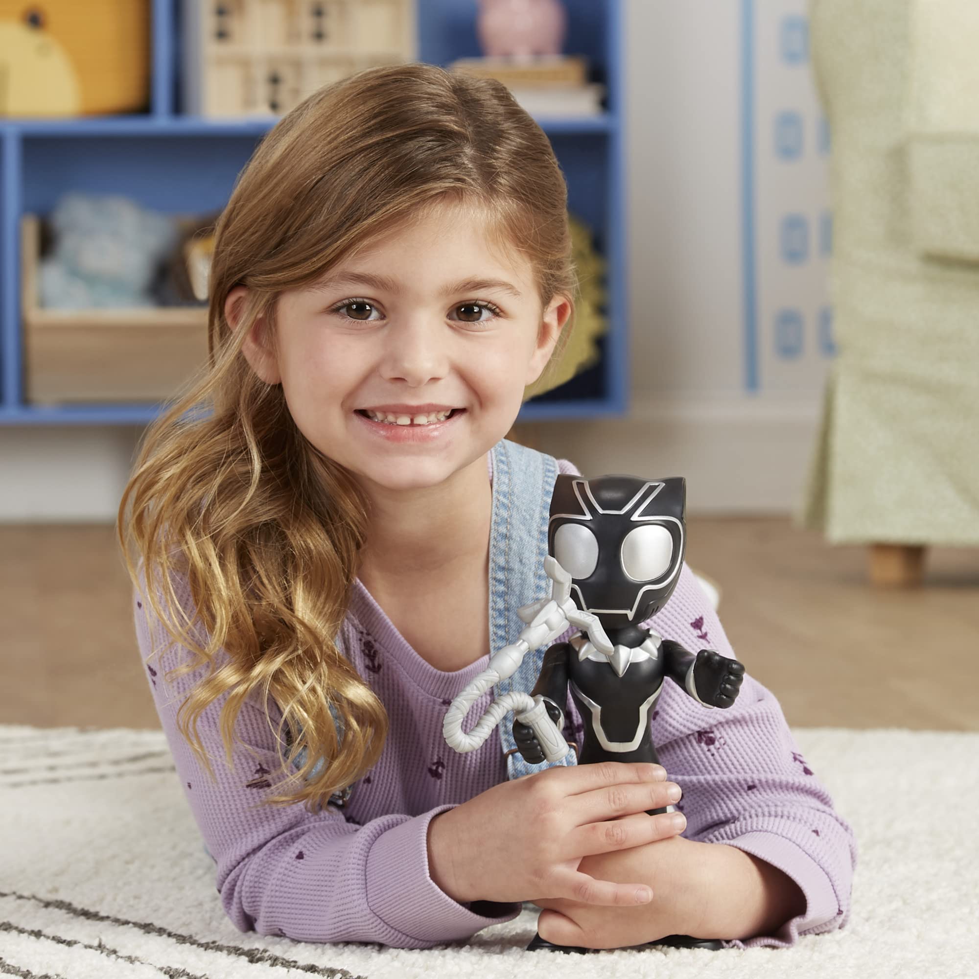 Spidey and His Amazing Friends Supersized Black Panther Action Figure (9 Inches) - Poseable with Claw Shield - Marvel Preschool Toy for Ages 3+