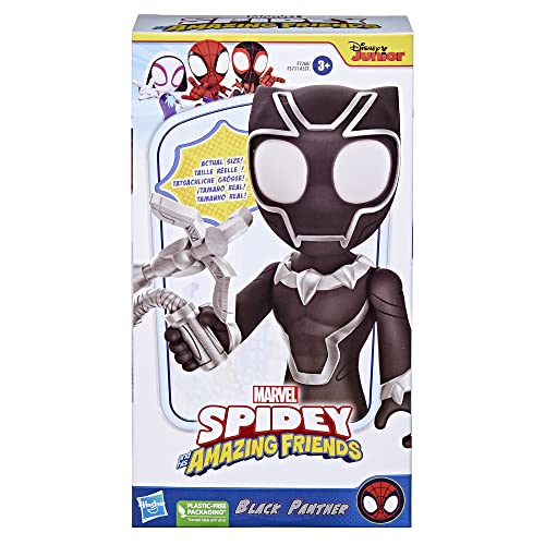Spidey and His Amazing Friends Supersized Black Panther Action Figure (9 Inches) - Poseable with Claw Shield - Marvel Preschool Toy for Ages 3+