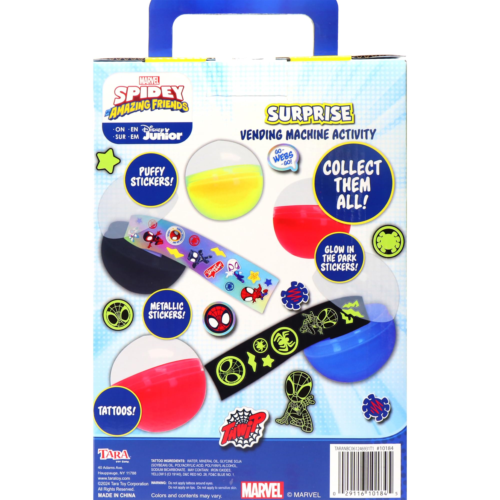 Spidey and His Amazing Friends Surprise Vending Machine – 25-Piece Pretend Play Toy with Stickers & Tattoos, Ages 3+
