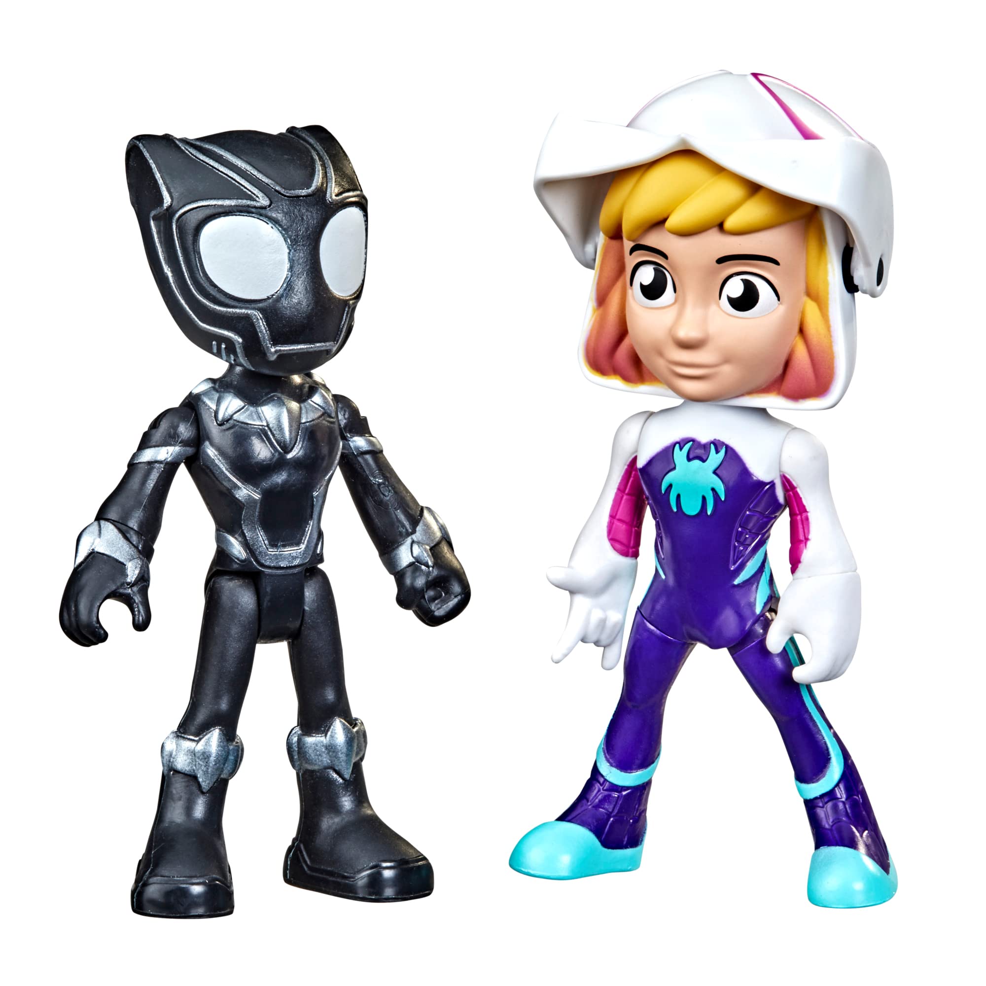 Spidey Hero Reveal 2-Pack: Ghost-Spider & Black Panther Action Figures with Mask-Flip Feature
