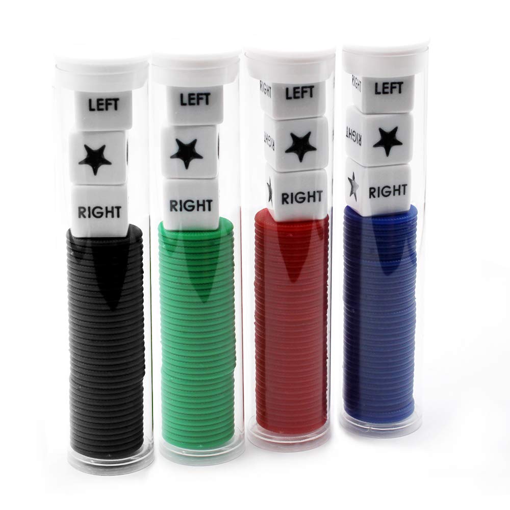 Spidfee Left Right Center Dice Game Set (4 Pack) - 12 Dice & 144 Chips for Groups