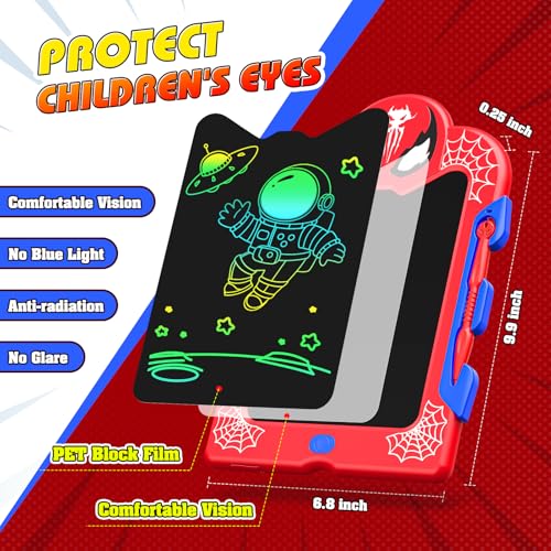 Spidolapse 8.5-Inch LCD Writing Tablet for Kids – Colorful Doodle Board with Erase Lock, Red