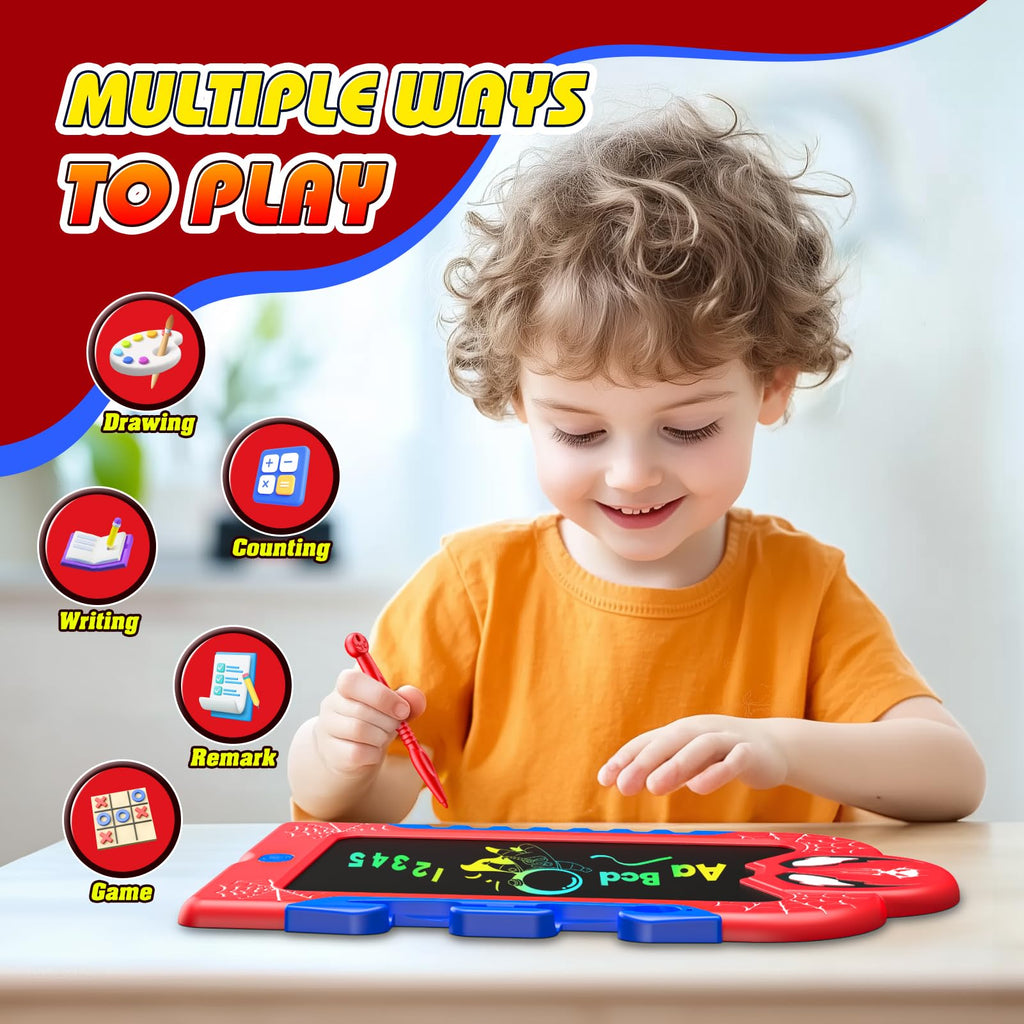 Spidolapse 8.5-Inch LCD Writing Tablet for Kids – Colorful Doodle Board with Erase Lock, Red