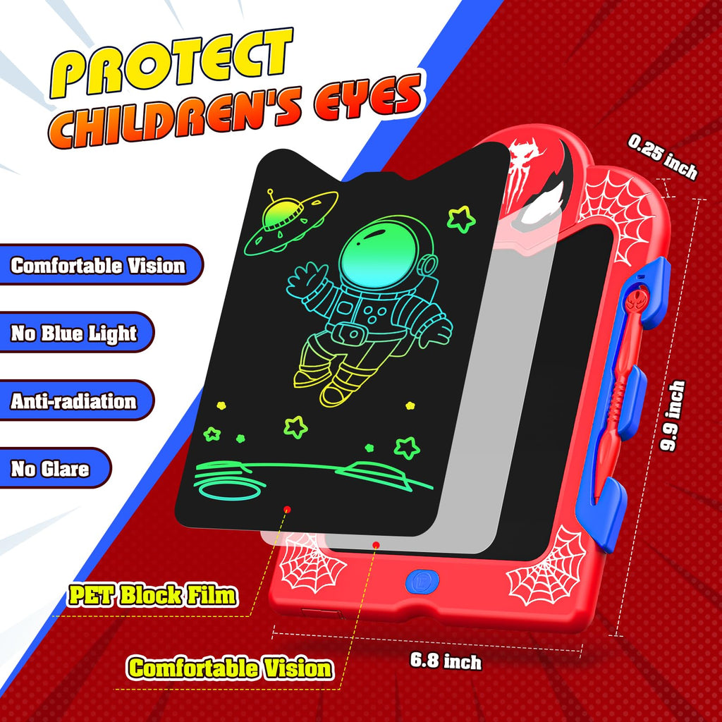 Spidolapse 8.5-Inch LCD Writing Tablet for Kids – Colorful Doodle Board with Erase Lock, Red