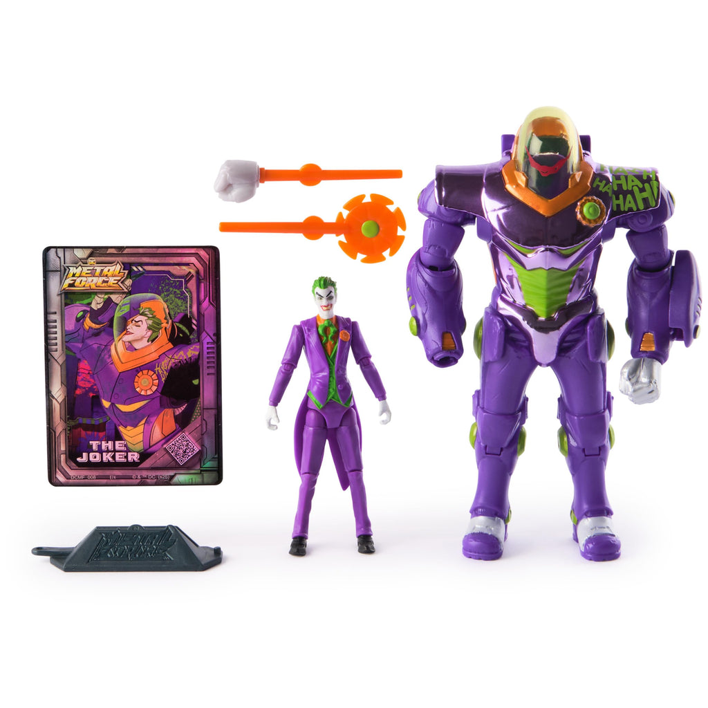 Spin Master DC Comics Metal Force Joker Action Figure – 6-Inch Armor with 4-Inch Mini Figure, Blaster, and Collectible Card