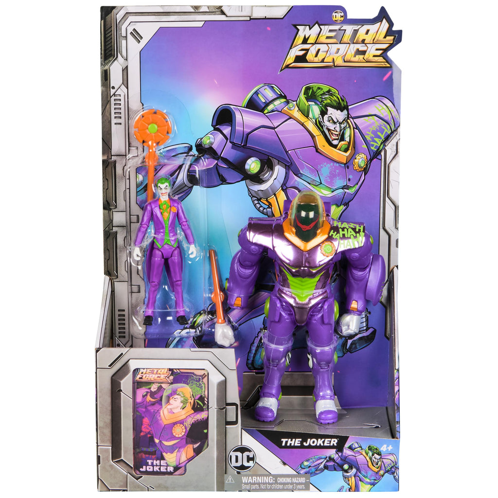 Spin Master DC Comics Metal Force Joker Action Figure – 6-Inch Armor with 4-Inch Mini Figure, Blaster, and Collectible Card