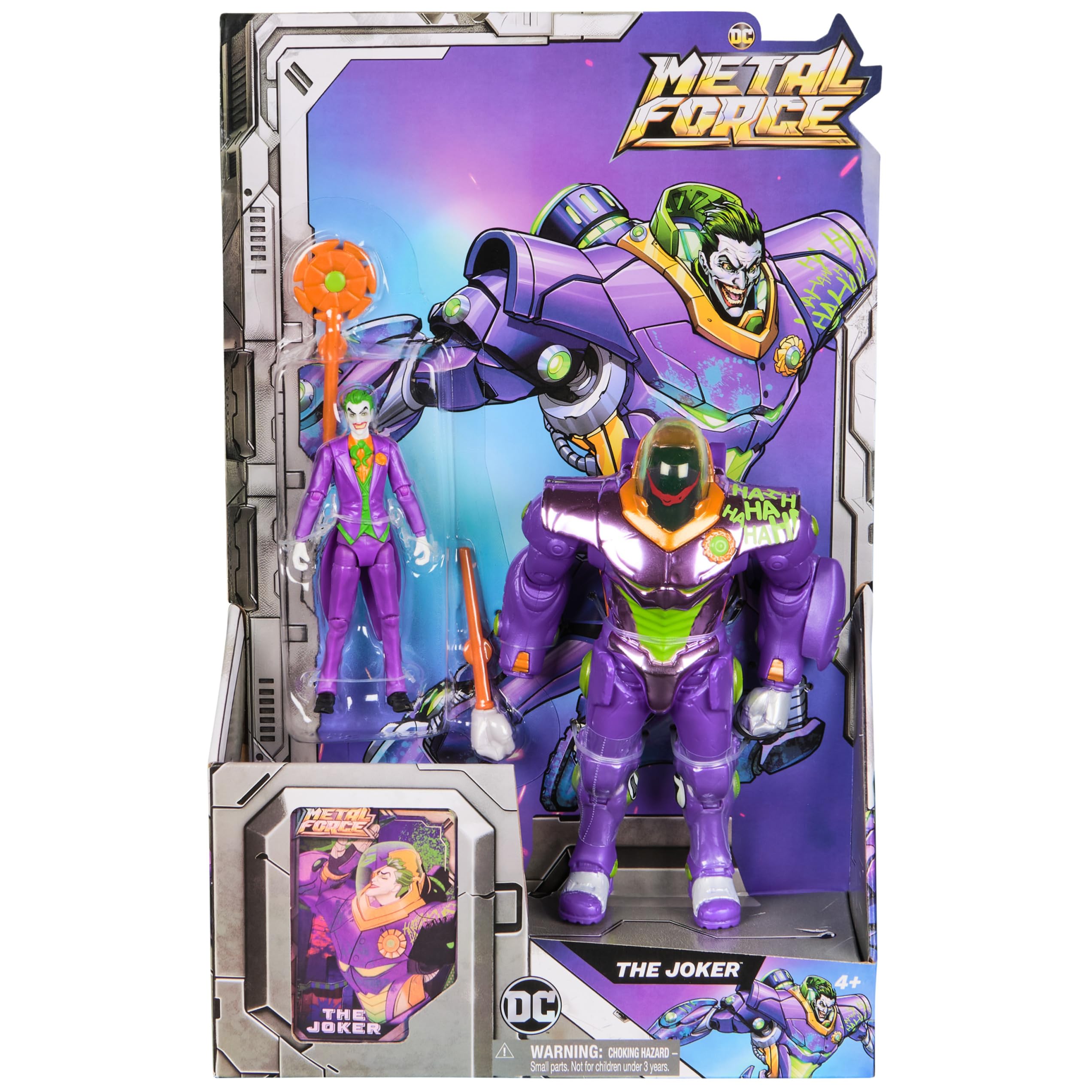 Spin Master DC Comics Metal Force Joker Action Figure – 6-Inch Armor with 4-Inch Mini Figure, Blaster, and Collectible Card