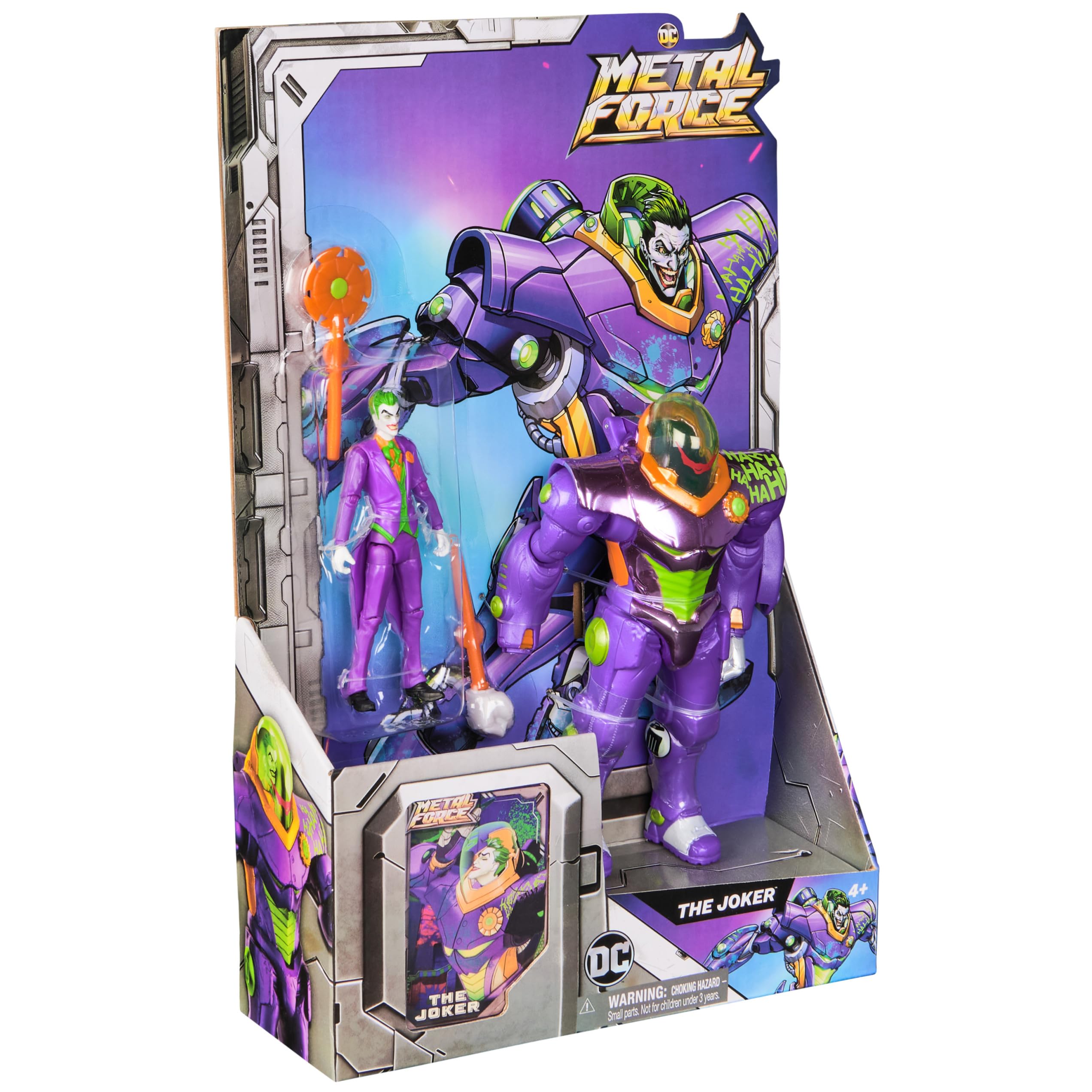 Spin Master DC Comics Metal Force Joker Action Figure – 6-Inch Armor with 4-Inch Mini Figure, Blaster, and Collectible Card