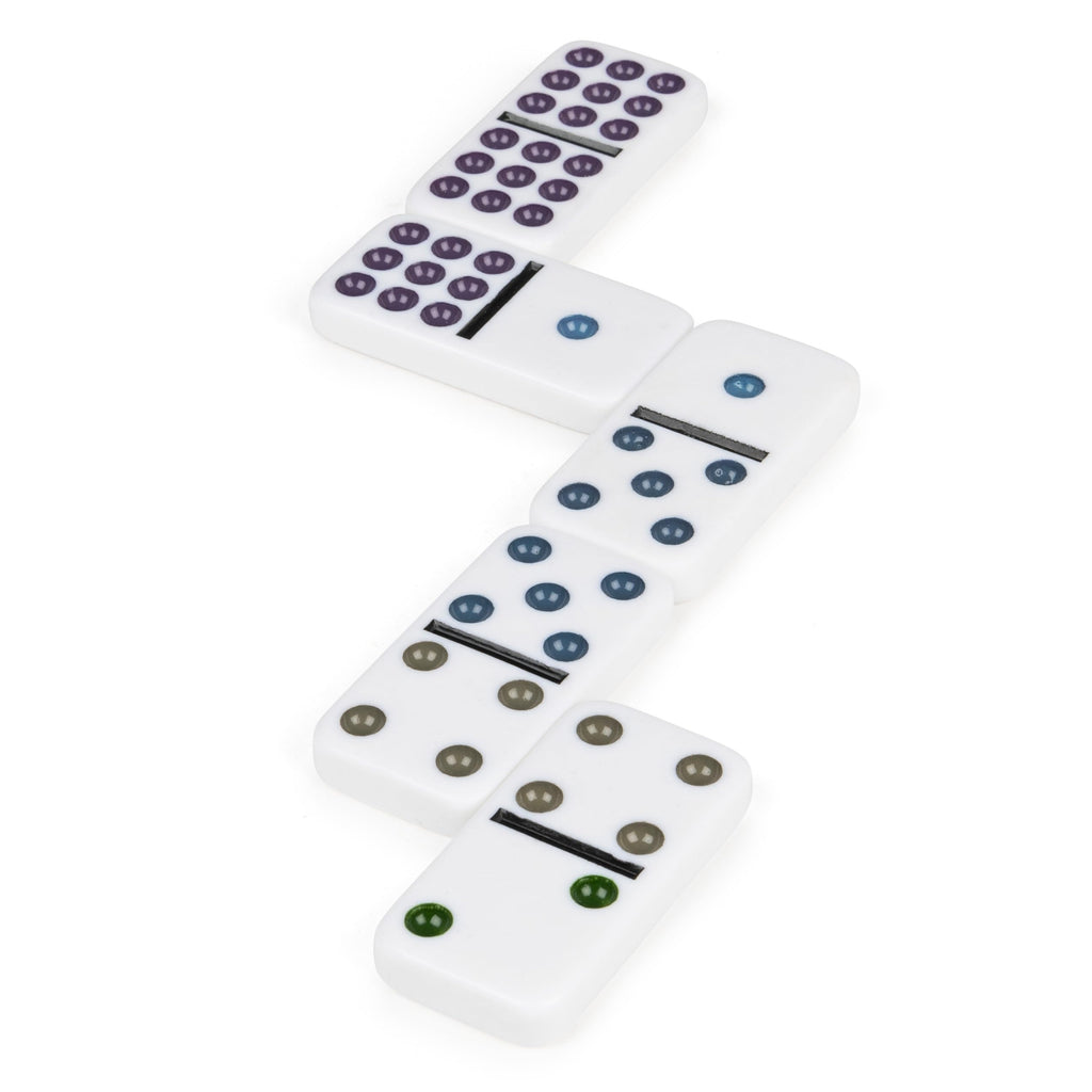 Spin Master Double Nine Dominoes Set – Color-Dot Dominoes in Storage Tin, for 2-6 Players, Ages 8+