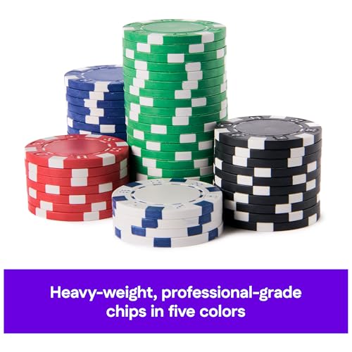 Spin Master Games 100-Piece Poker Chip Set with Storage Tray – for Family Game Night, Beginners & Experts