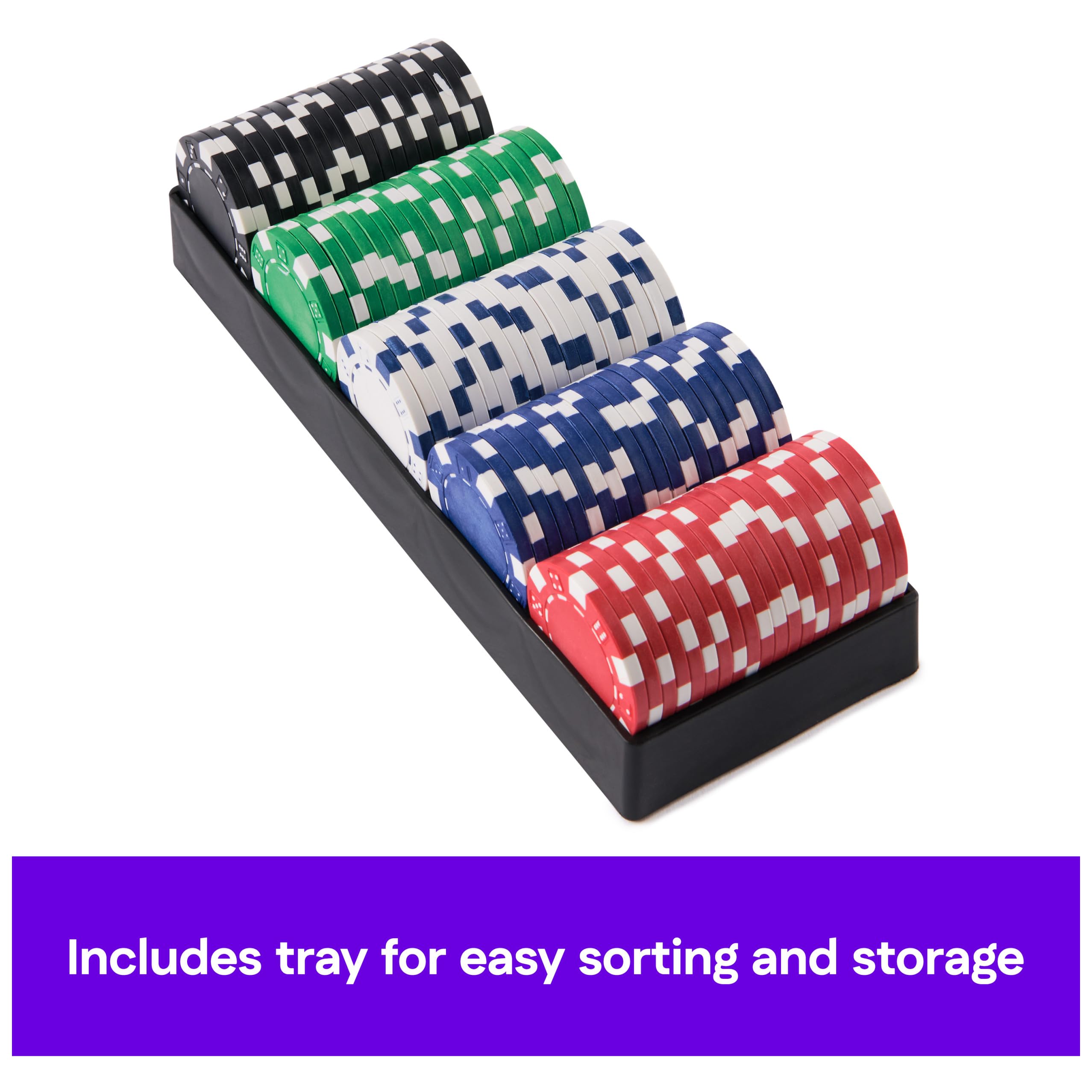 Spin Master Games 100-Piece Poker Chip Set with Storage Tray – for Family Game Night, Beginners & Experts