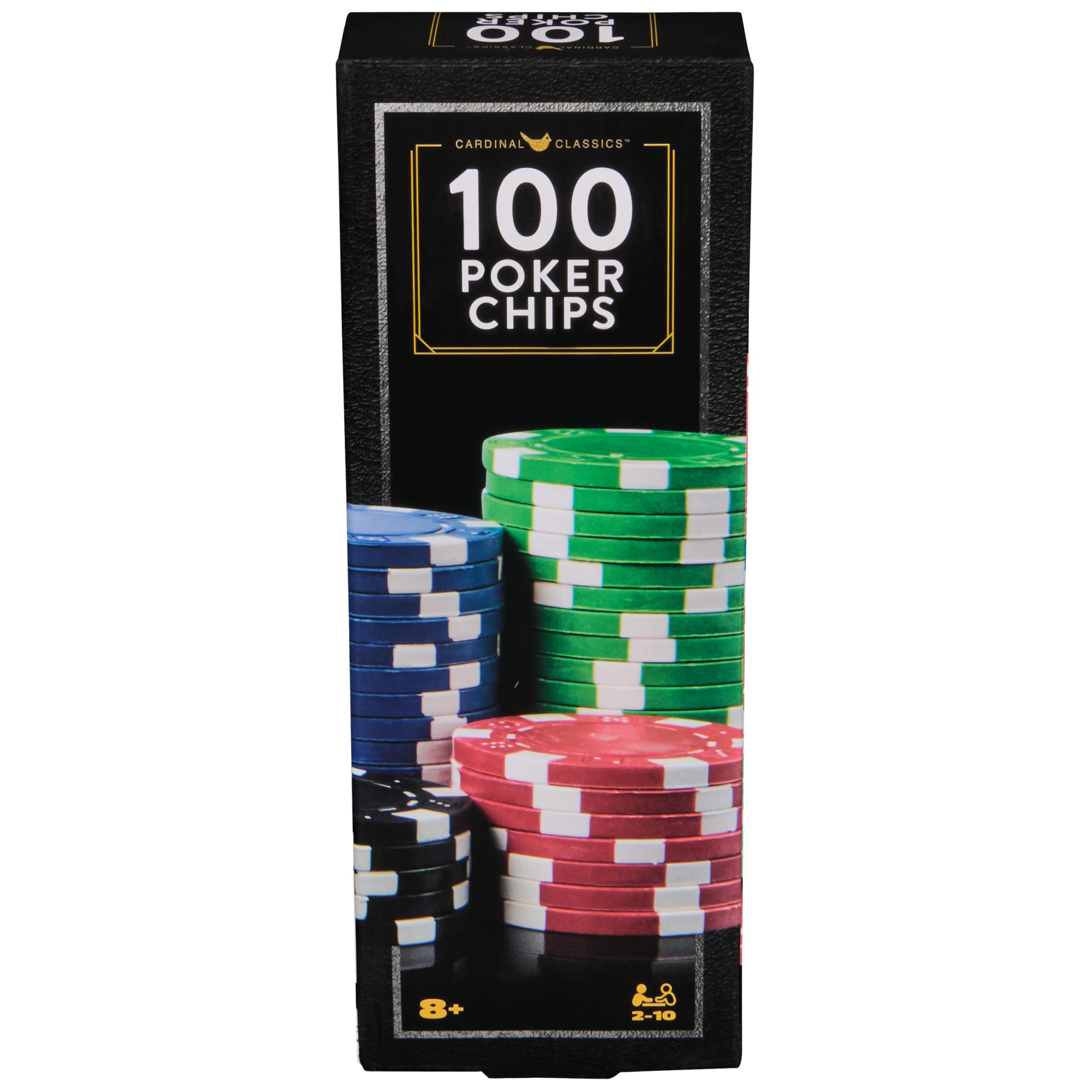 Spin Master Games 100-Piece Poker Chip Set with Storage Tray – for Family Game Night, Beginners & Experts