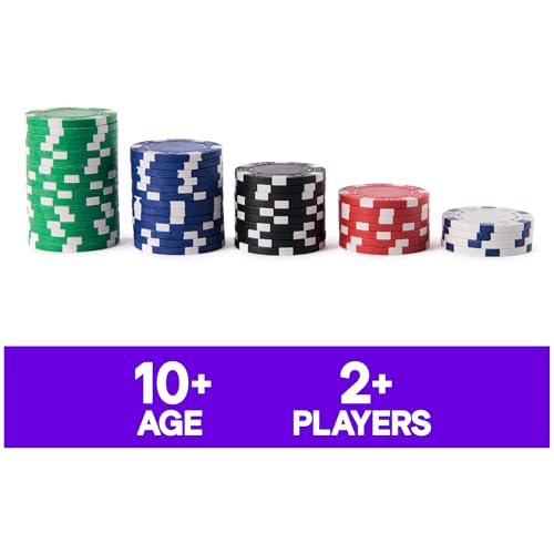 Spin Master Games 100-Piece Poker Chip Set with Storage Tray – for Family Game Night, Beginners & Experts