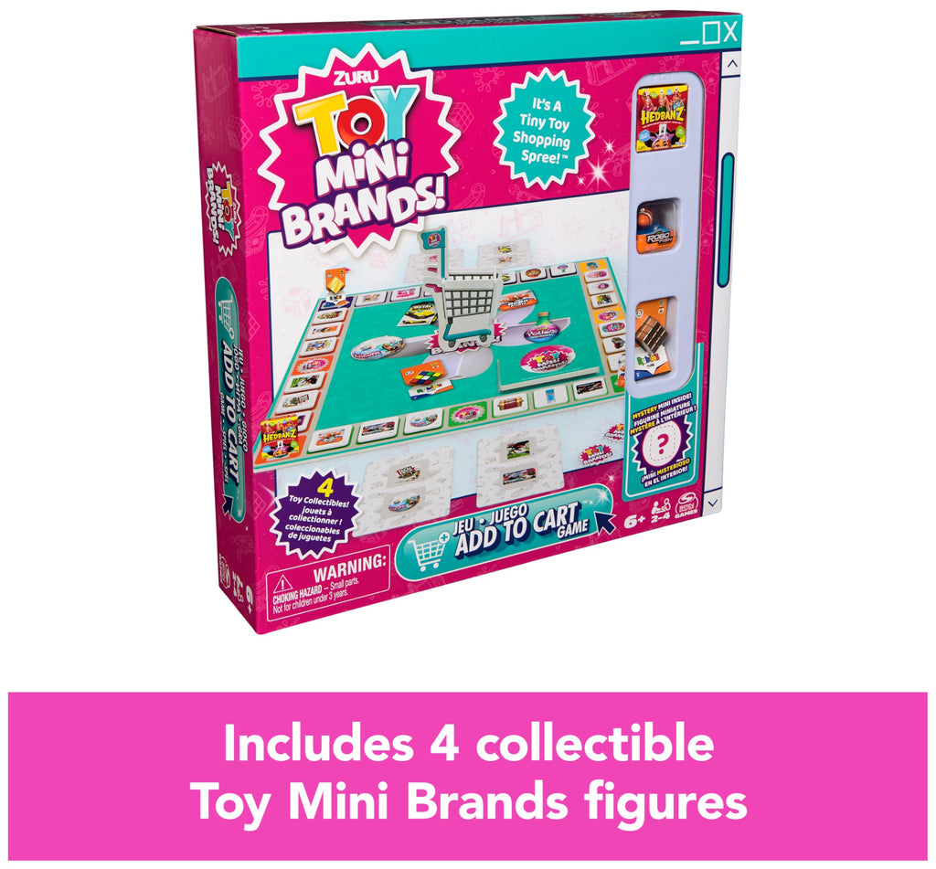 Spin Master Toy Mini Brands Add to Cart Game – Tiny Shopping Spree with 4 Collectible Figures, for 2-4 Players Ages 8+