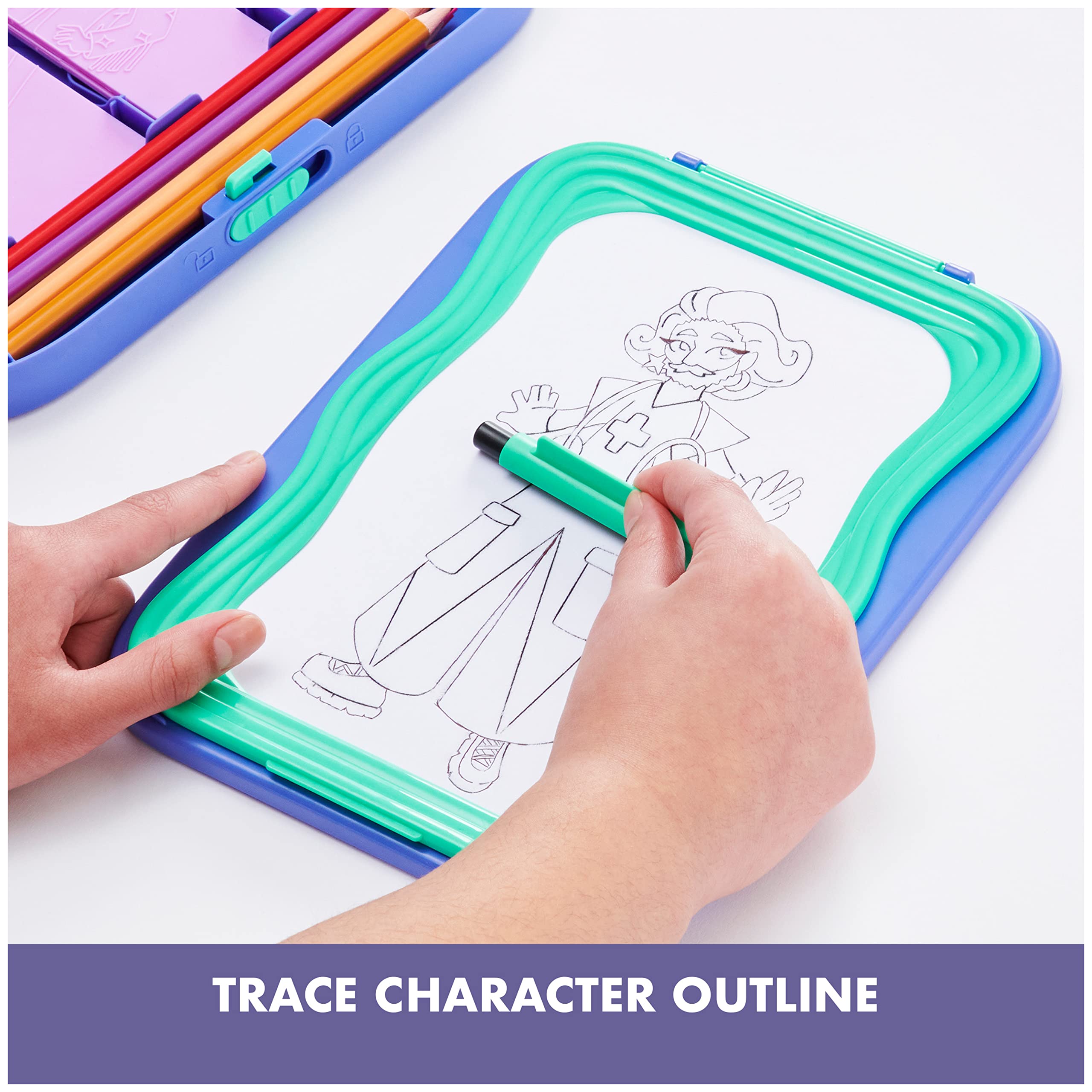 Spin Master Truly You! Character Creator Drawing Kit – Mix & Match Diverse Outfit Plates, 11 Colored Pencils, Tracing Craft for Kids Ages 8+