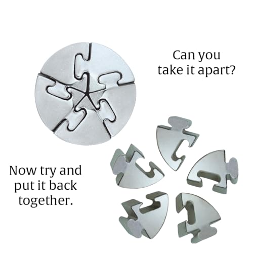 Spiral Hanayama Metal Brainteaser Puzzle – Mensa-Rated Level 5, 5-Piece Cast Metal Disentanglement Puzzle for Ages 12+