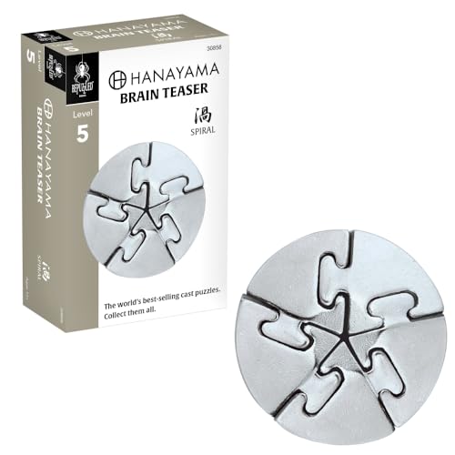 Spiral Hanayama Metal Brainteaser Puzzle – Mensa-Rated Level 5, 5-Piece Cast Metal Disentanglement Puzzle for Ages 12+
