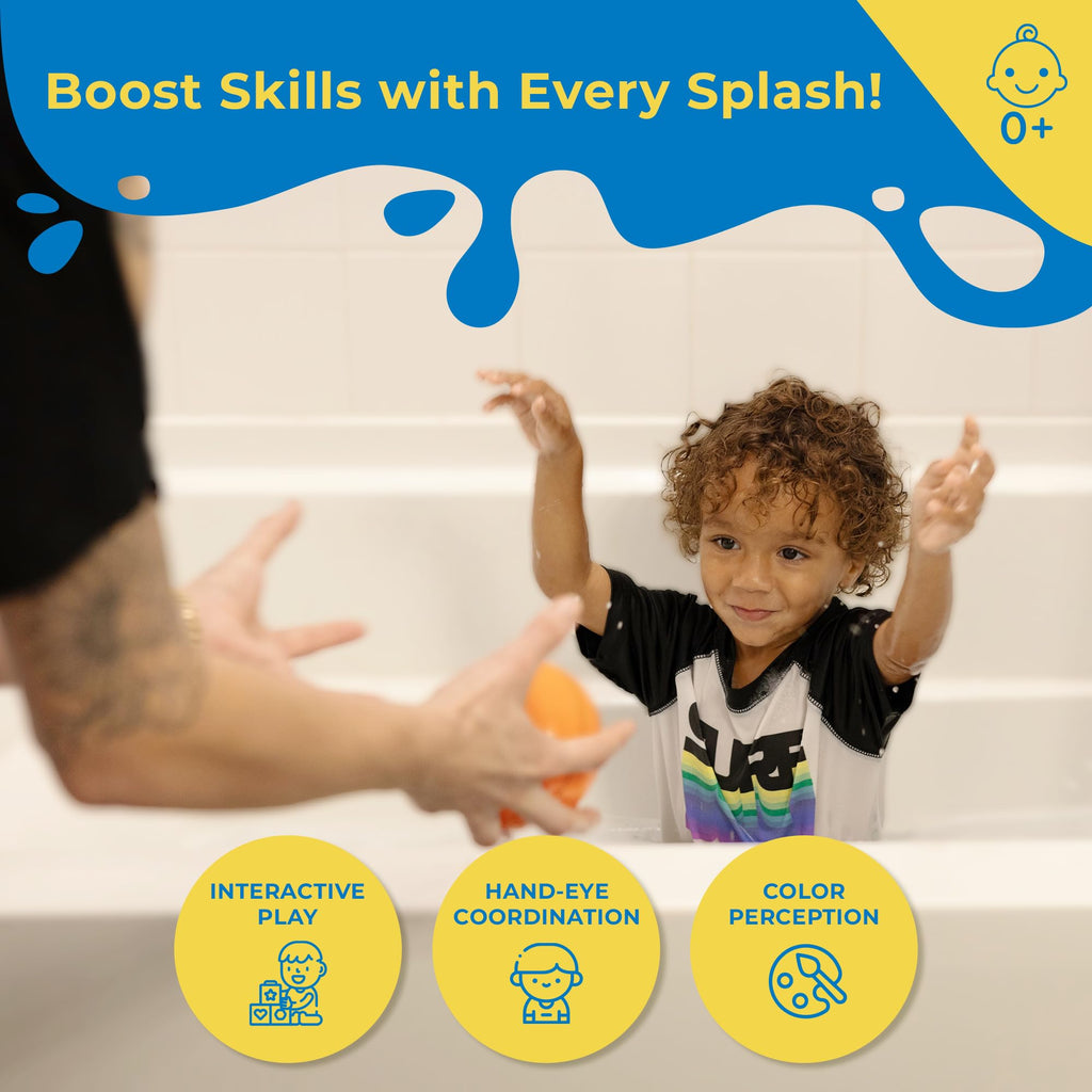 SplashEZ Baby Sports Bath Toys – 4 Mold-Free Sport Balls for Toddlers (Ages 0-18 Months)