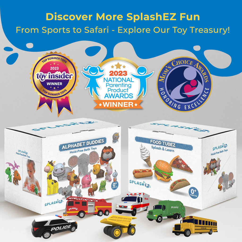 SplashEZ Baby Sports Bath Toys – 4 Mold-Free Sport Balls for Toddlers (Ages 0-18 Months)