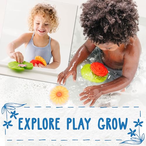 SplashEZ Mold Free Baby Bath Toys - 3 Flower Floating Toys, BPA-Free Silicone, Ages 0-18 Months