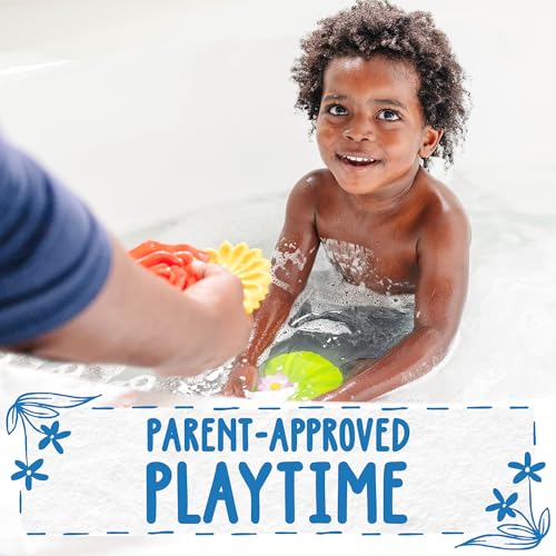 SplashEZ Mold Free Baby Bath Toys - 3 Flower Floating Toys, BPA-Free Silicone, Ages 0-18 Months