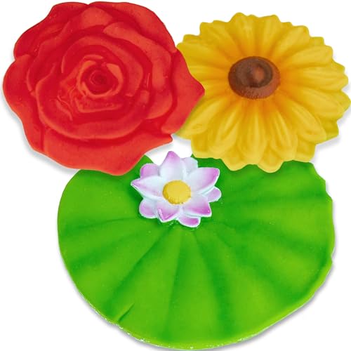 SplashEZ Mold Free Baby Bath Toys - 3 Flower Floating Toys, BPA-Free Silicone, Ages 0-18 Months