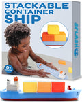 SplashEZ Mold Free Bath Toy Boat – 13-Inch Hole-Less Cargo Ship with Stacking Blocks for Toddlers