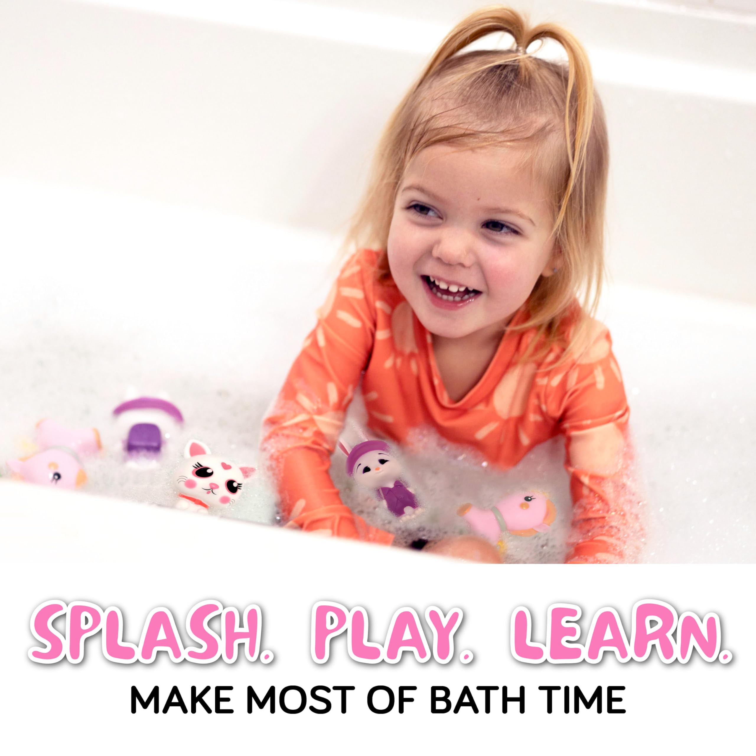 SplashEZ No-Mold Bath Toy Set | Unicorn, Rabbit, Cat | Safe for Ages 0+